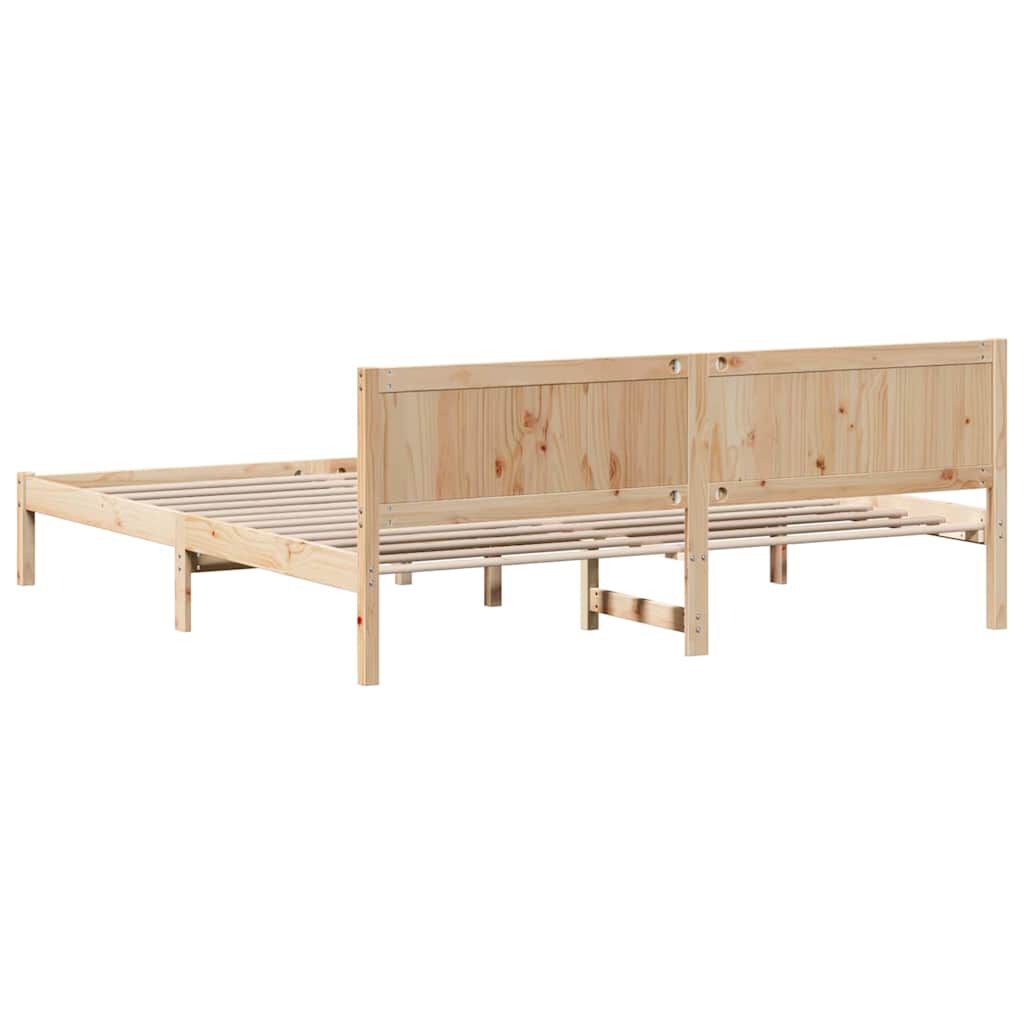vidaXL Σκελετός Κρεβατιού Καφέ 200 x 200 cm Μασίφ ξύλο πεύκου