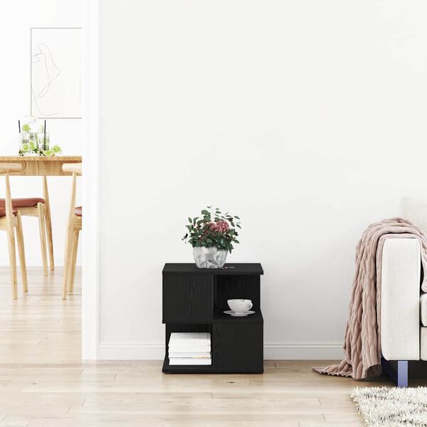 vidaXL Τραπεζάκι Πλευράς Μαύρη Οξυά 30 x 30 x 55 εκ Επεξεργασμένο ξύλο