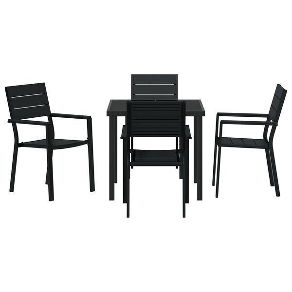 vidaXL Σετ Κήπου 5 Τεμαχίων Μαύρο HDPE
