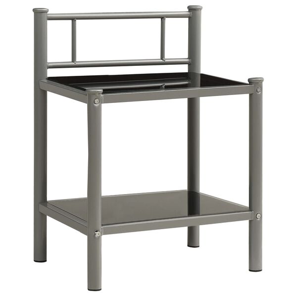 vidaXL Κομοδίνο Γκρι / Μαύρο 45 x 34,5 x 60,5 εκ. από Μέταλλο & Γυαλί