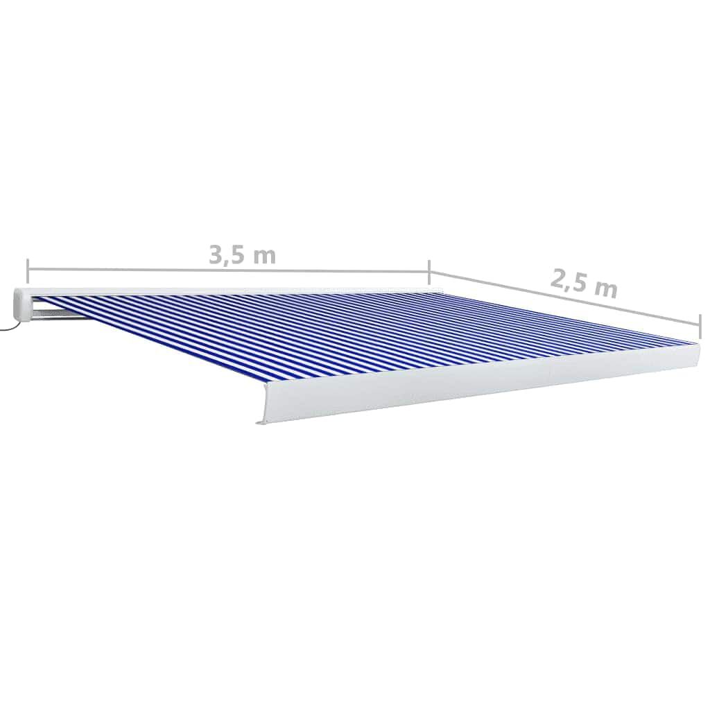 vidaXL Τέντα Κασετίνα με Μοτέρ Μπλε / Λευκή 350x250 εκ.