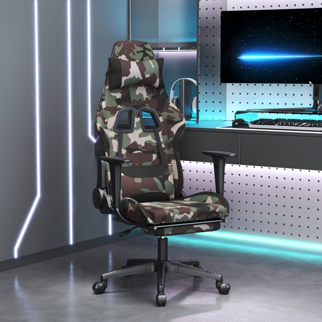 vidaXL Περιστρεφόμενη καρέκλα gaming υποπόδιο μαύρο ύφασμα παραλλαγής