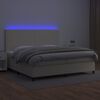 vidaXL Κρεβάτι Boxspring με Στρώμα & LED Κρεμ 200x200 εκ. Συνθ. Δέρμα