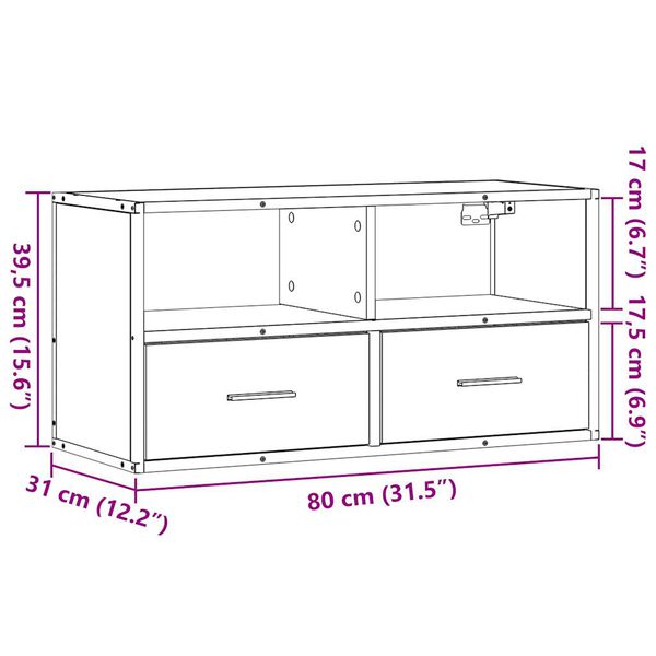 vidaXL Έπιπλο Τηλεόρασης Γκρι Sonoma 80x31x39,5 εκ. Επεξ.Ξύλο/Μέταλλο