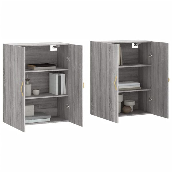 vidaXL Ντουλάπια Τοίχου 2 τεμ. Γκρι Sonoma 69,5 x 34 x 90 εκ.