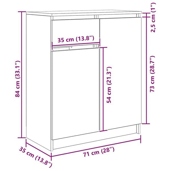 vidaXL Συρταριέρα με Συρτάρια Γκρι Σκυρ. 71x35x84 εκ. από Επεξ. Ξύλο