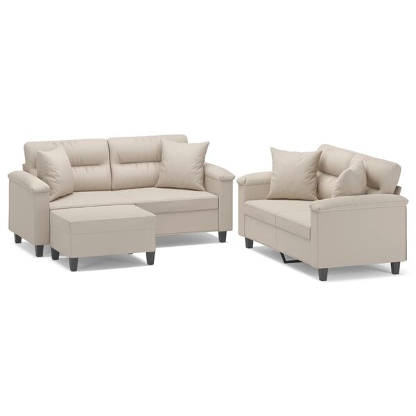 vidaXL &Sigma;&epsilon;&tau; &Sigma;&alpha;&lambda;&omicron;&nu;&iota;&omicron;ύ 3 &Tau;&epsilon;&mu;&alpha;&chi;ί&omega;&nu; &Kappa;&rho;&epsilon;&mu; &alpha;&pi;ό Ύ&phi;&alpha;&sigma;&mu;&alpha; &Mu;&iota;&kappa;&rho;&omicron;ϊ&nu;ώ&nu; &mu;&epsilon; &Mu;&alpha;&xi;&iota;&lambda;ά&rho;&iota;&alpha;