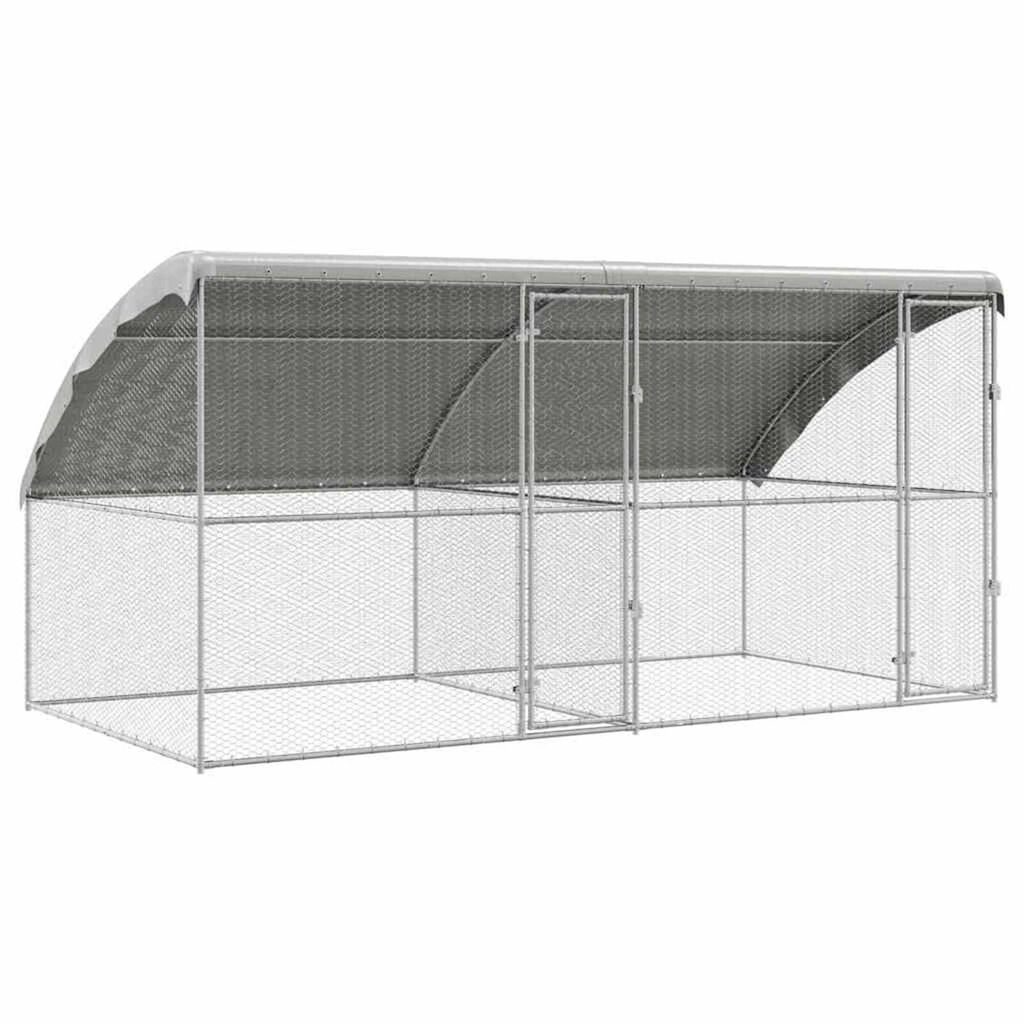 vidaXL Κλουβί για κότες Ασημί 400 x 200 x 198.5 εκ