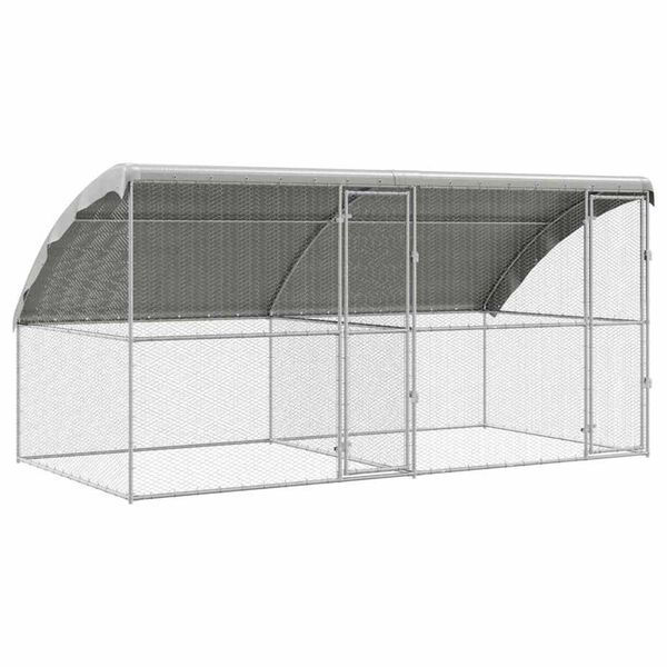 vidaXL Κλουβί για κότες Ασημί 400 x 200 x 198.5 εκ