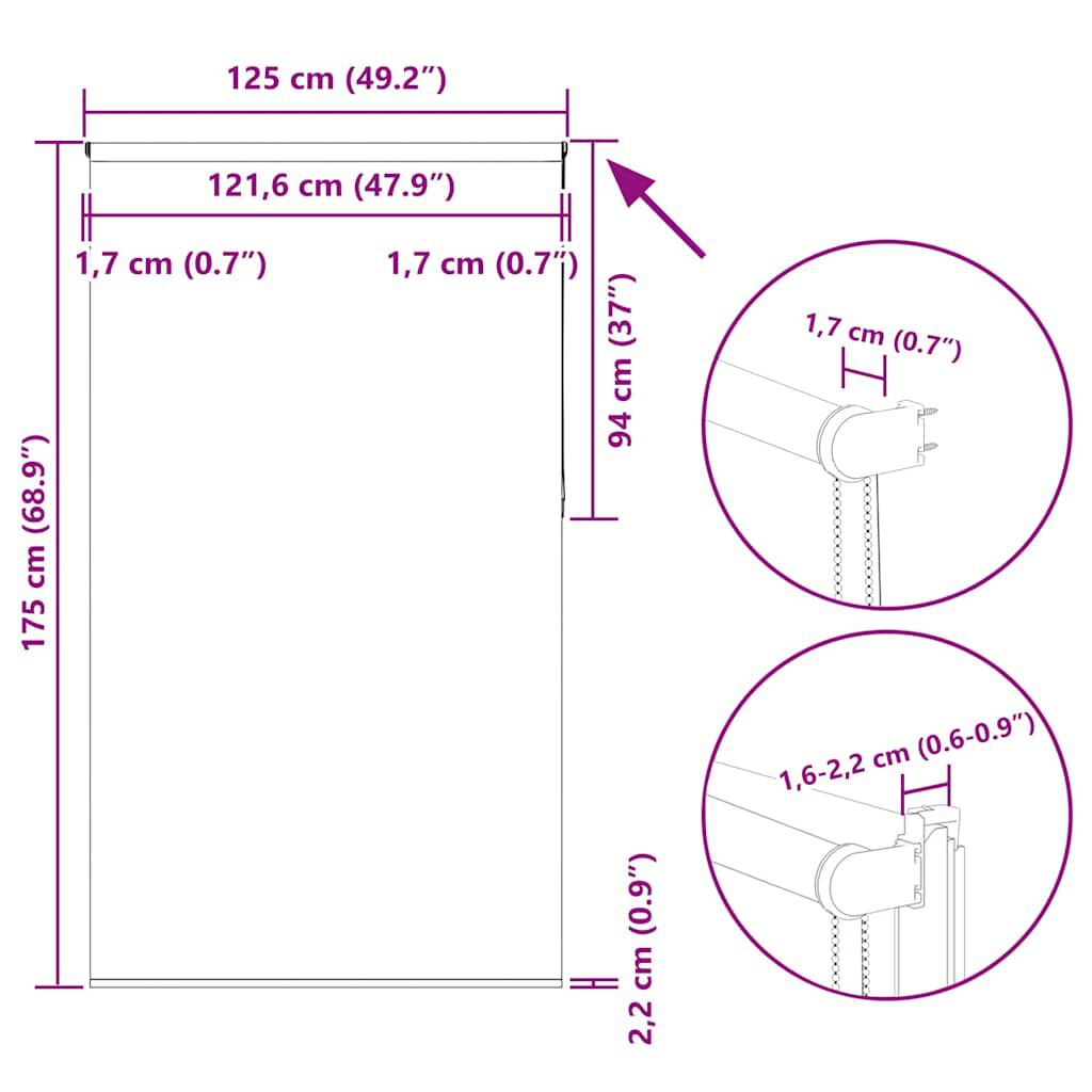 vidaXL Ρολέρ Μπλακάουτ Μπεζ 125x175 cm Πλάτος υφάσματος 121,6 cm