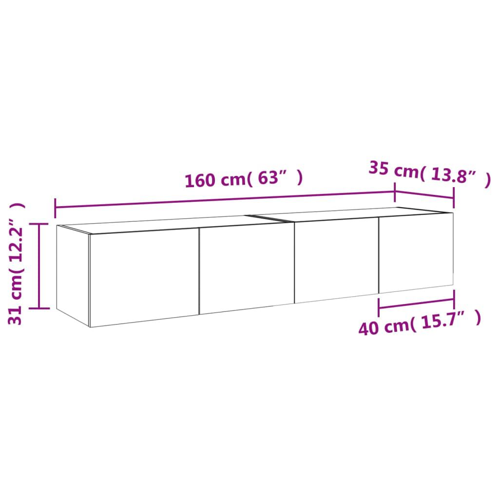 vidaXL Έπιπλα Τοίχου Τηλεόρασης με LED 2 Τεμ. Λευκά 80x35x31 εκ.