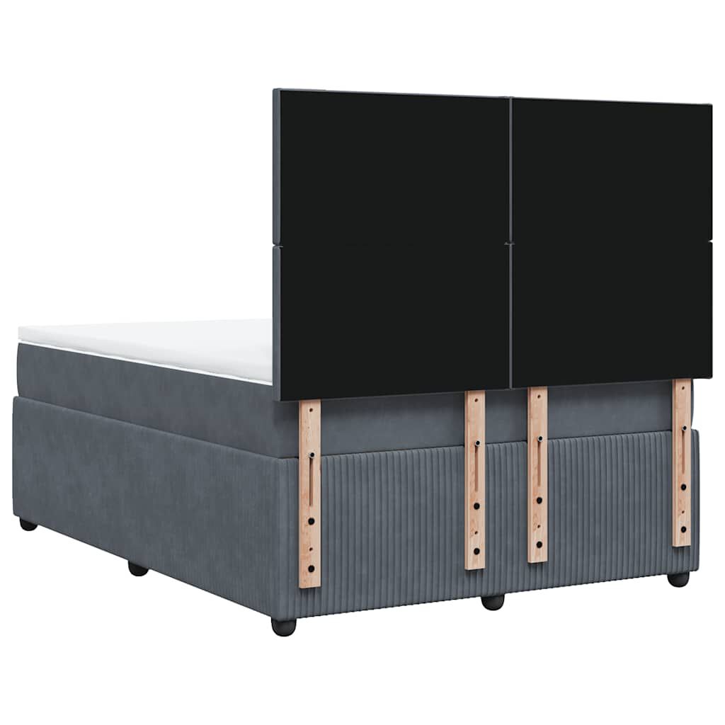 vidaXL Κρεβάτι Boxspring με Στρώμα Σκούρο Γκρι 160x200 εκ. Βελούδινο