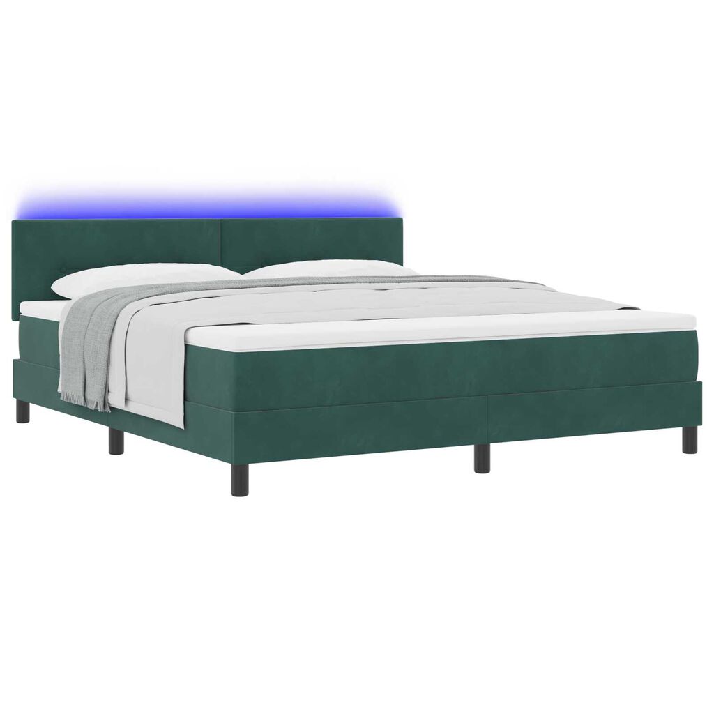 vidaXL Κρεβάτι με ελατήρια Σκούρο πράσινο 180 x 200 cm Βελούδο