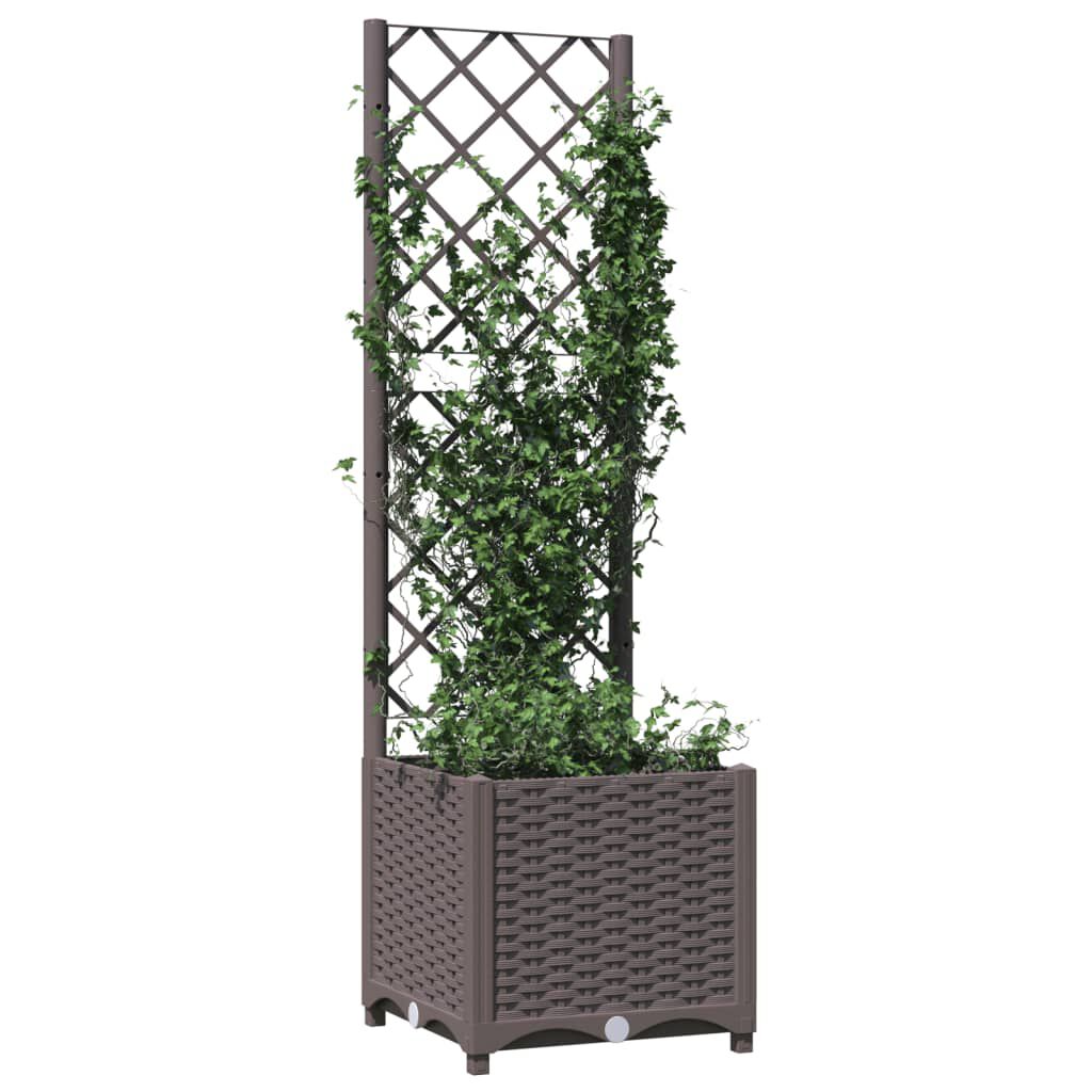 vidaXL Ζαρντινιέρα Κήπου με Καφασωτό Καφέ 40 x 40 x 136 εκ. από PP