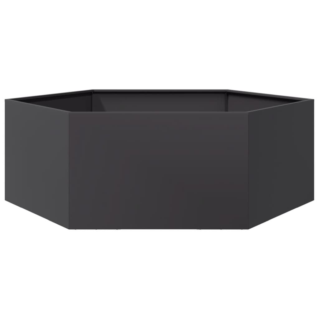 vidaXL Ζαρντινιέρα Κήπου Εξάγωνη Μαύρη 138x120x45 εκ. Ατσάλι