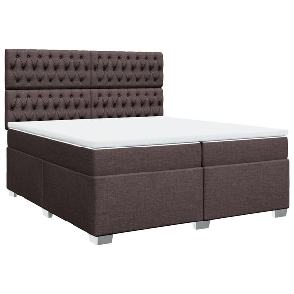 vidaXL Κρεβάτι Boxspring με Στρώμα Σκούρο Καφέ 200x200 εκ. Υφασμάτινο