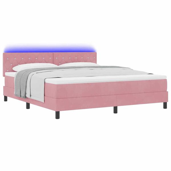 vidaXL Κρεβάτι με ελατήρια με στρώμα Ροζ 180 x 200 cm Βελούδο