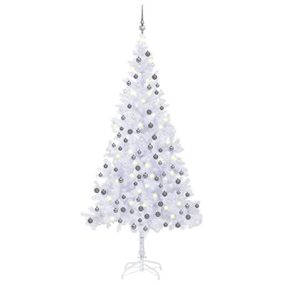 vidaXL Χριστουγεν Δέντρο Τεχνητό Προφωτισμένο Μπάλες Λευκό 240 εκ L