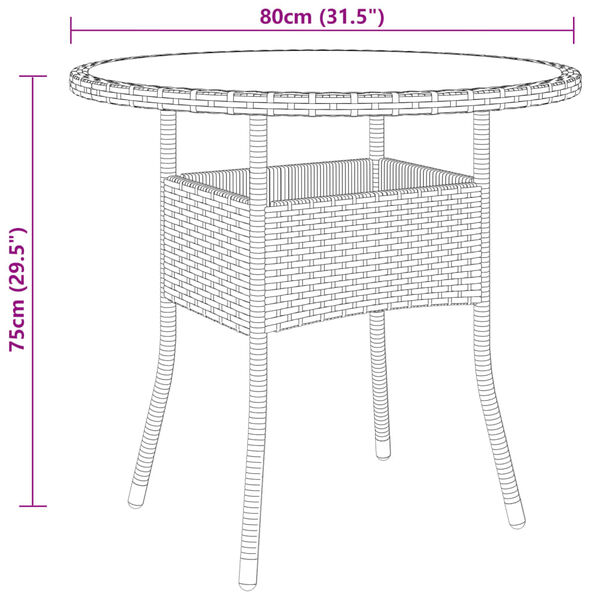 vidaXL Σετ Επίπλων Bistro Κήπου 5 τεμ. Μαύρο Συνθ. Ρατάν/Ψημένο Γυαλί