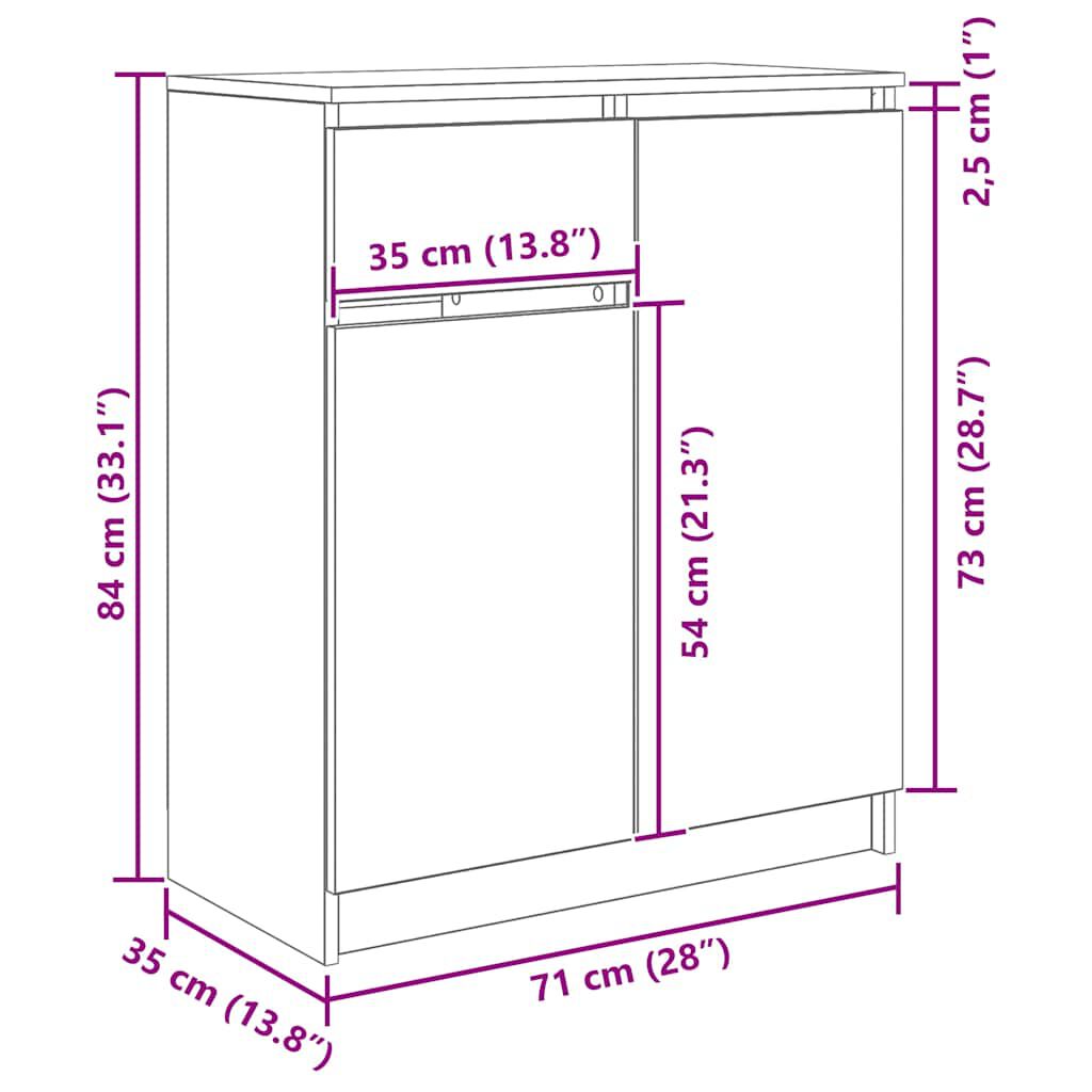 vidaXL Συρταριέρα με Συρτάρια καφέ δρυς 71x35x84 εκ. Επεξ. Ξύλο
