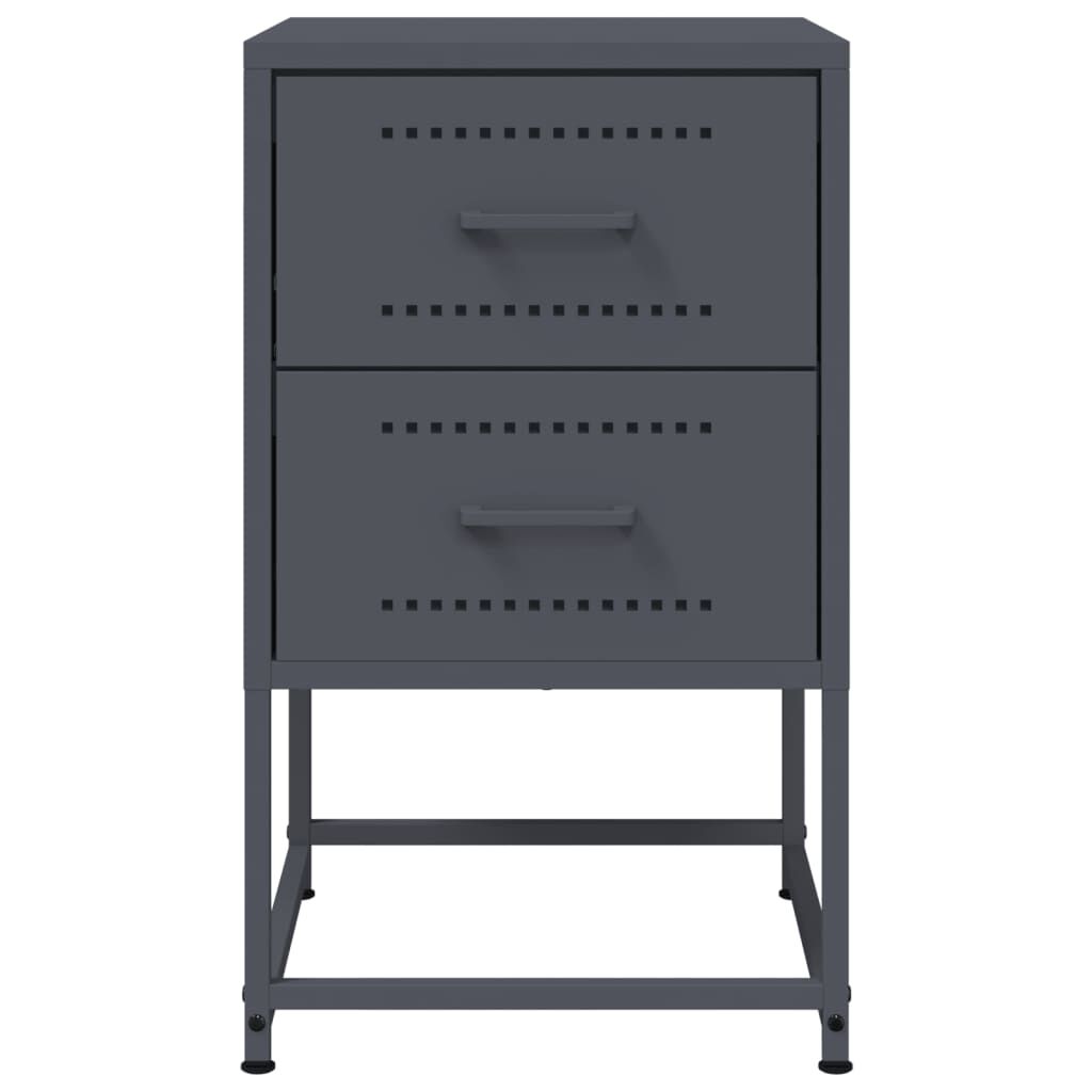 vidaXL Κομοδίνα 2 τεμ. Ανθρακί 36 x 39 x 60,5 εκ. Ατσάλινο