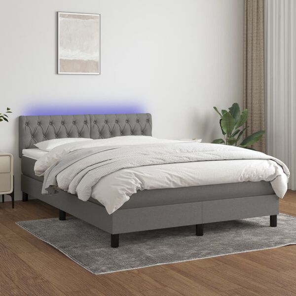 vidaXL &Kappa;&rho;&epsilon;&beta;ά&tau;&iota; Boxspring &mu;&epsilon; &Sigma;&tau;&rho;ώ&mu;&alpha; & LED &Sigma;&kappa;.&Gamma;&kappa;&rho;&iota; 140x190 &epsilon;&kappa; &Upsilon;&phi;&alpha;&sigma;&mu;ά&tau;&iota;&nu;&omicron;