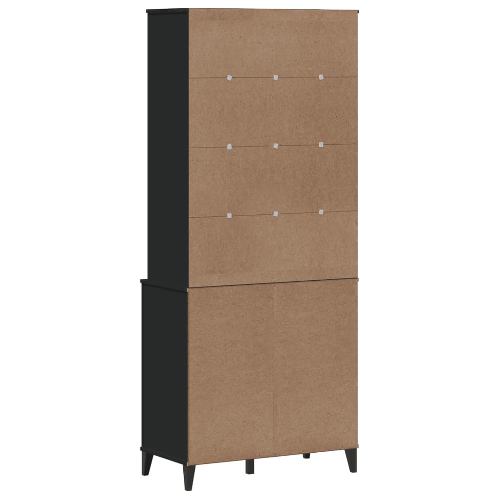 vidaXL Ντουλάπι Ψηλό VIKEN Μαύρος 80x40x190 εκ. από Μασίφ Ξύλο Πεύκου