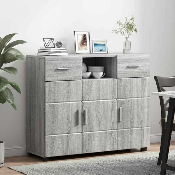 vidaXL Πλαϊνό γραφείο με συρτάρι Γκρι sonoma 88.5 x 30.5 x 73 εκ