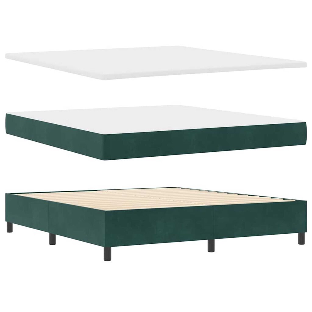 vidaXL Κρεβάτι με ελατήρια Σκούρο πράσινο 180 x 200 cm Βελούδο