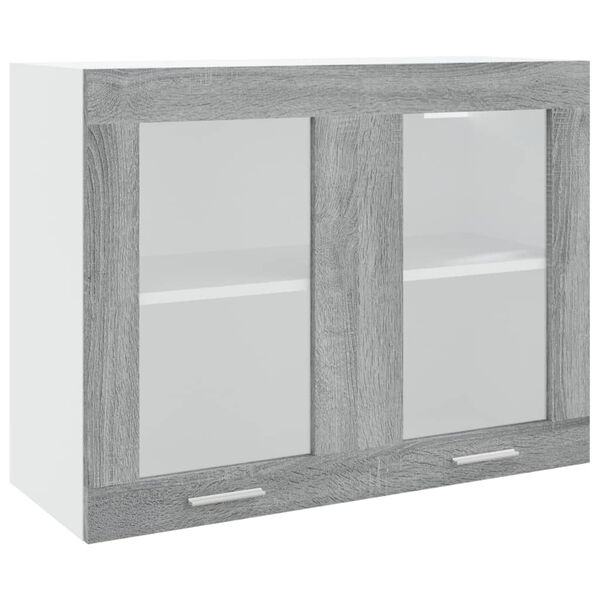 vidaXL Κρεμαστό Ντουλάπι Γυάλινο Lyon Γκρι Sonoma 80x31x60εκ.