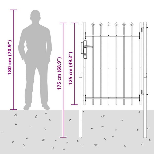 vidaXL Πύλη Φράχτη Γκρι 100 x 120 cm Χάλυβας με Επικάλυψη Πούδρας