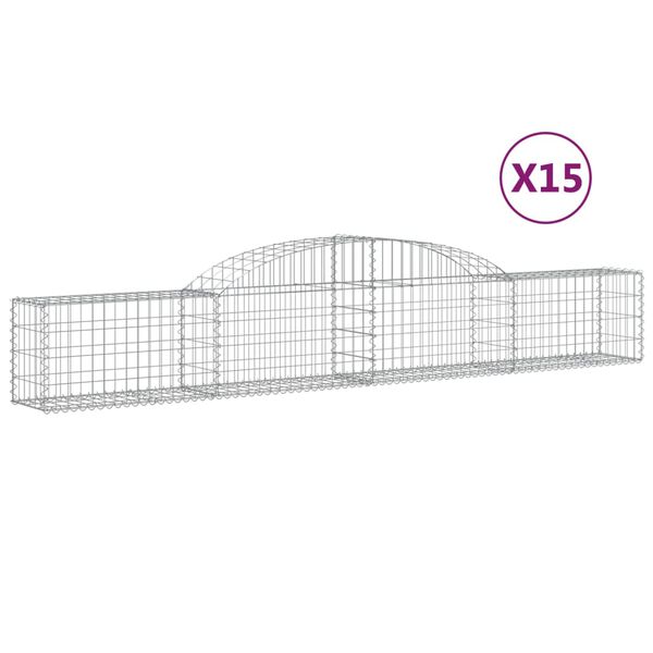 vidaXL Συρματοκιβώτια Τοξωτά 15 τεμ. 300x30x40/60 εκ. Γαλβαν. Ατσάλι