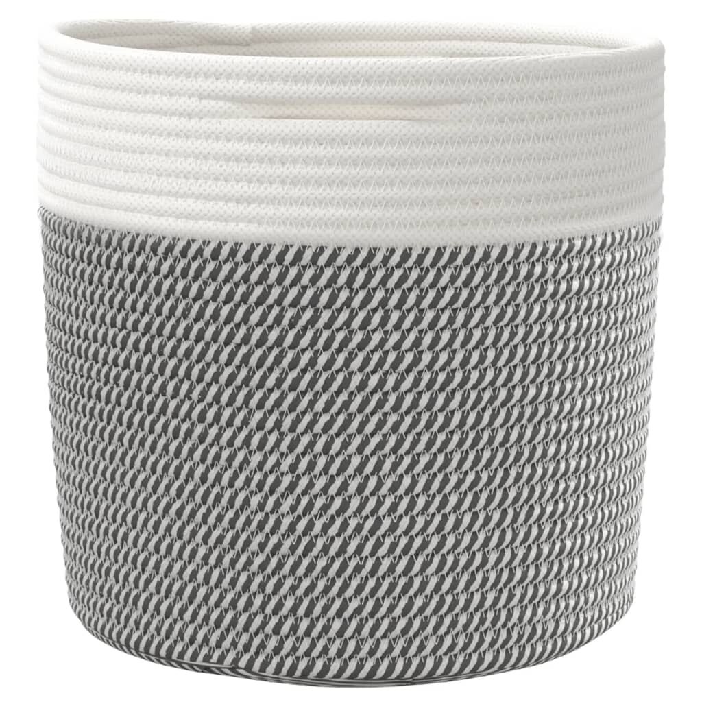 vidaXL Καλάθια Αποθήκευσης 2 τεμ. Γκρι/Λευκό Ø28 x 28 εκ. Βαμβακερά