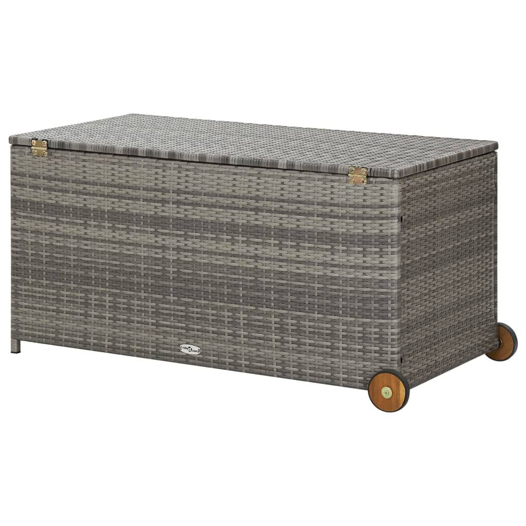 vidaXL Κουτί Αποθήκευσης Κήπου Ανοιχτό Γκρι 120x65x61 εκ. Συνθ. Ρατάν