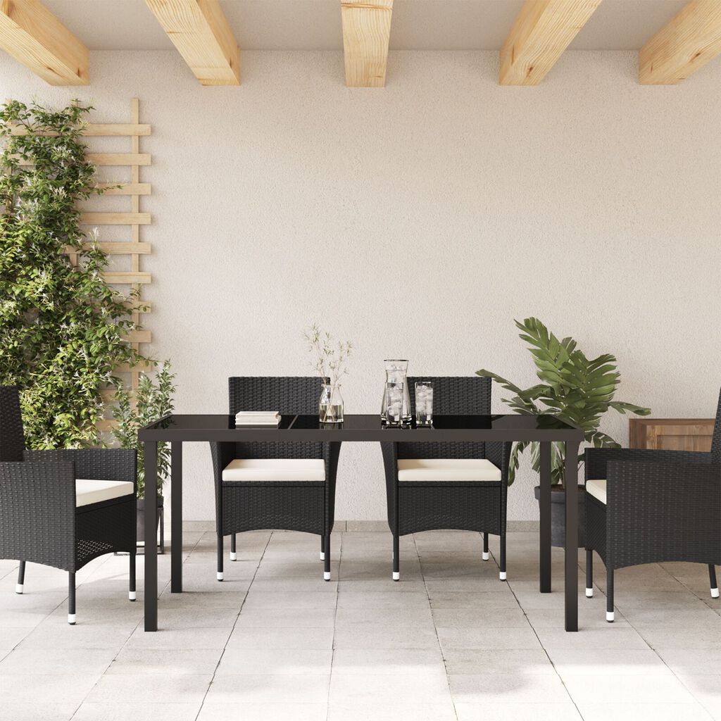vidaXL Τραπέζι Κήπου Μαύρο 160x80x73 εκ. Σκληρυμένο Γυαλί