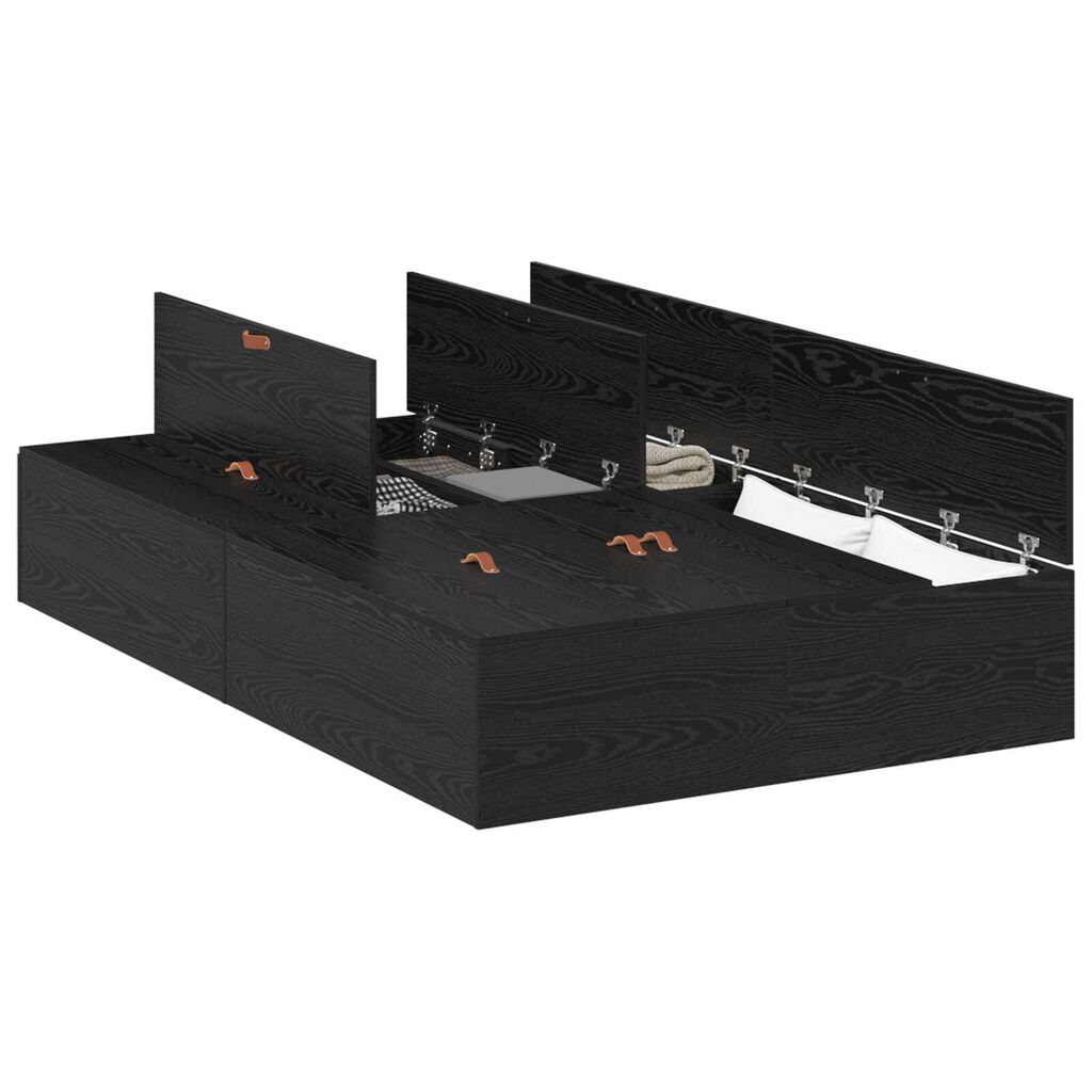vidaXL Κρεβάτι Αποθήκευσης Μαύρο Δρυς 120 x 200 εκ