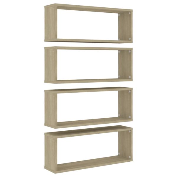 vidaXL Ράφια Κύβοι Τοίχου 4 τεμ. Sonoma Δρυς 60x15x23 εκ. Επεξ. Ξύλο