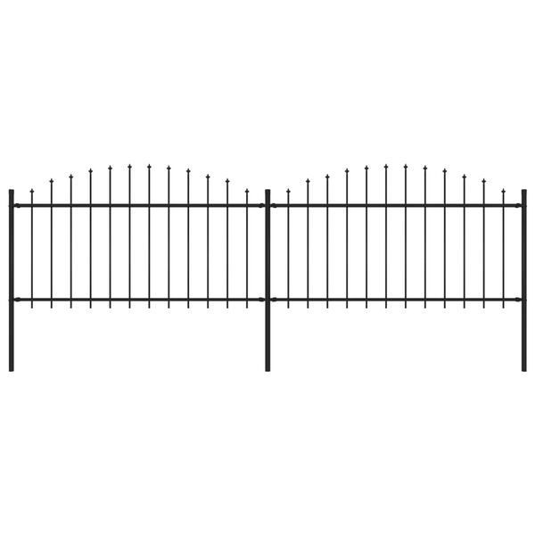 vidaXL Κάγκελα Περίφραξης με Λόγχες Μαύρα (1,25-1,5) x 3,4 μ. Ατσάλινα