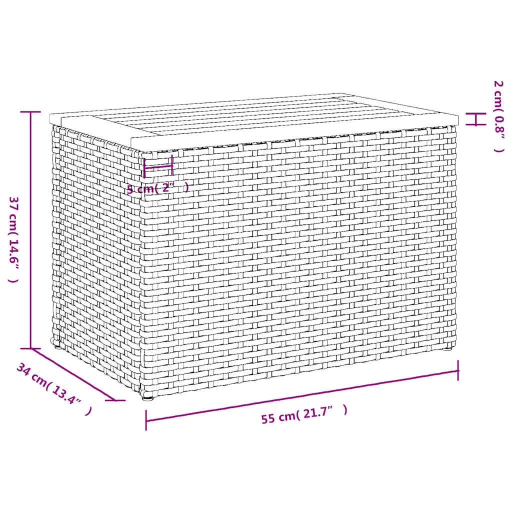 vidaXL Τραπεζάκια Κήπου 2 τεμ. Γκρι 55x34x37εκ. Συνθ.Ρατάν/Μασίφ Ξύλο