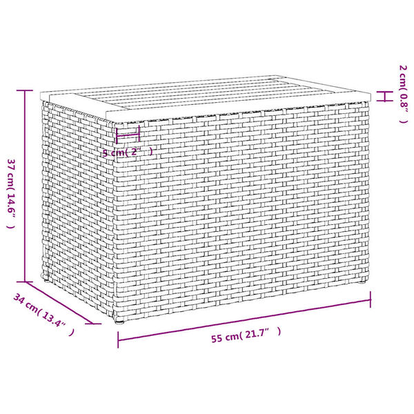 vidaXL Τραπεζάκια Κήπου 2 τεμ. Γκρι 55x34x37εκ. Συνθ.Ρατάν/Μασίφ Ξύλο