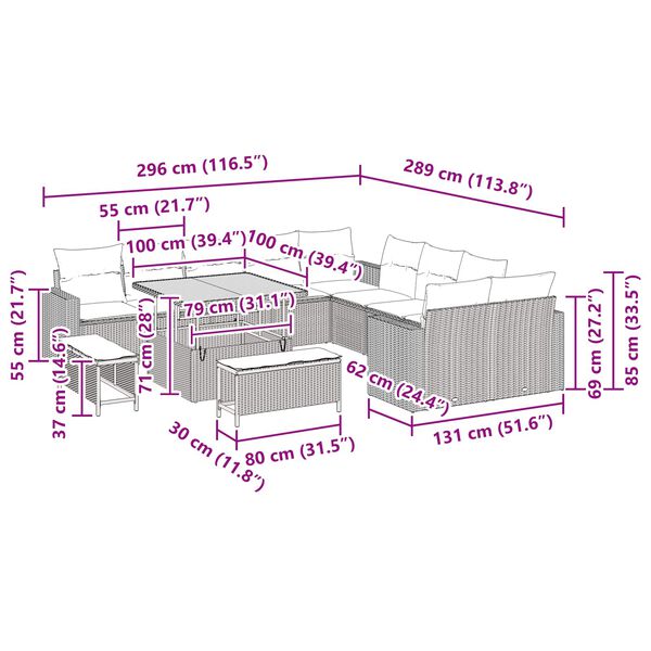 vidaXL &Sigma;&epsilon;&tau; &Kappa;&alpha;&nu;&alpha;&pi;έ &Kappa;ή&pi;&omicron;&upsilon; &mu;&epsilon; &mu;&alpha;&xi;&iota;&lambda;ά&rho;&iota; &mu;&epsilon; &alpha;&pi;&omicron;&theta;ή&kappa;&epsilon;&upsilon;&sigma;&eta; 13 pcs &Mu;&alpha;ύ&rho;&omicron;