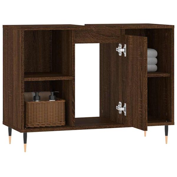 vidaXL Ντουλάπι Μπάνιου Καφέ Δρυς 80 x 33 x 60 εκ. Επεξεργασμένο Ξύλο