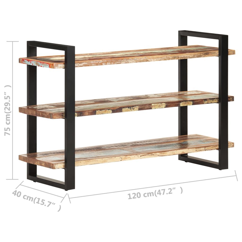 vidaXL Ραφιέρα με 3 Ράφια 120 x 40 x 75 εκ. Μασίφ Ανακυκλωμένο Ξύλο