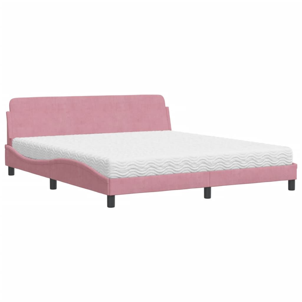 vidaXL Κρεβάτι με Στρώμα Ροζ 180x200 εκ. Βελούδινο