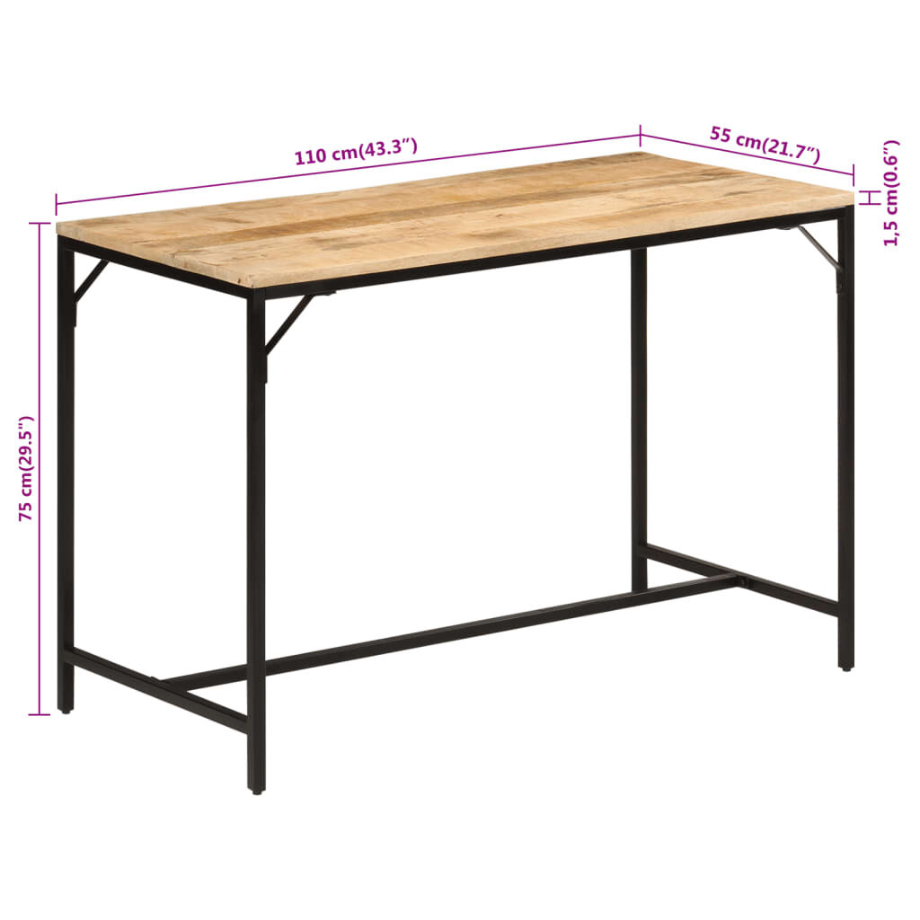 vidaXL Τραπεζαρία 110x55x75 εκ. Μασίφ Ακατέργαστο Ξύλο Μάνγκο/Σίδηρο