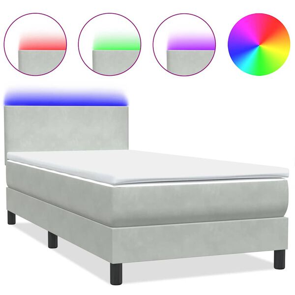 vidaXL &Kappa;&rho;&epsilon;&beta;ά&tau;&iota; Boxspring &mu;&epsilon; &Sigma;&tau;&rho;ώ&mu;&alpha; & LED &alpha;&nu;&omicron;&iota;&chi;&tau;ό &gamma;&kappa;&rho;&iota; 100x220 &epsilon;&kappa;. &Beta;&epsilon;&lambda;&omicron;ύ&delta;&iota;&nu;&omicron;