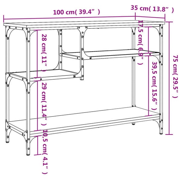 vidaXL Τραπέζι Κονσόλα με Ράφια Μαύρο 100 x 35 x 75 εκ.
