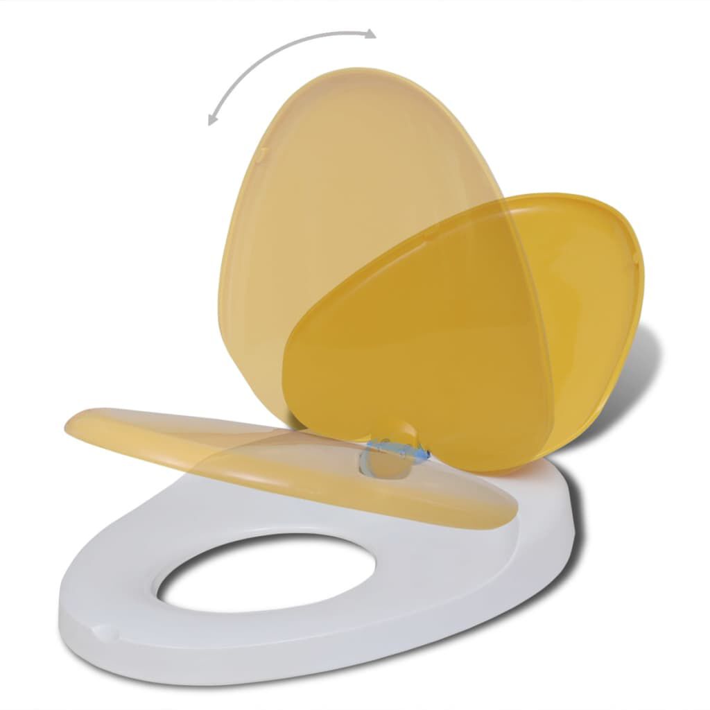 vidaXL Καθίσματα Τουαλέτας με Soft Close 2 τεμ. Λευκά/Κίτρινα Πλαστικά