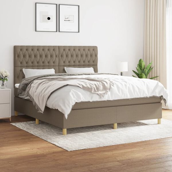 vidaXL &Kappa;&rho;&epsilon;&beta;ά&tau;&iota; Boxspring &mu;&epsilon; &Sigma;&tau;&rho;ώ&mu;&alpha; Taupe 180x200 &epsilon;&kappa;. &Upsilon;&phi;&alpha;&sigma;&mu;ά&tau;&iota;&nu;&omicron;