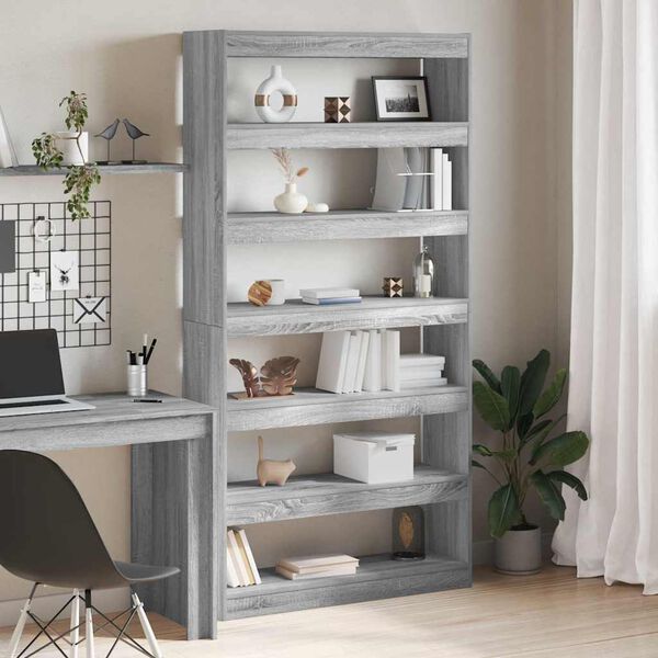 vidaXL Βιβλιοθήκη Γκρι sonoma 100 x 30 x 198 εκ. Επεξεργασμένο ξύλο